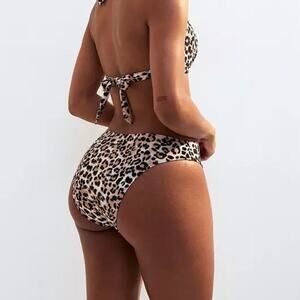 Revamped Large brown Leopard Print Cheeky high waisted bikini bottom​​
